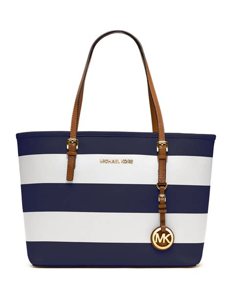 michael kors blue and white striped bag|michael kors hand bag price.